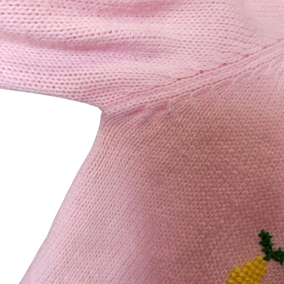 Vintage Pink Fruit Hand Loomed Cardigan Sweater By Rosanna Size M 70s Whimsical - Picture 4 of 8